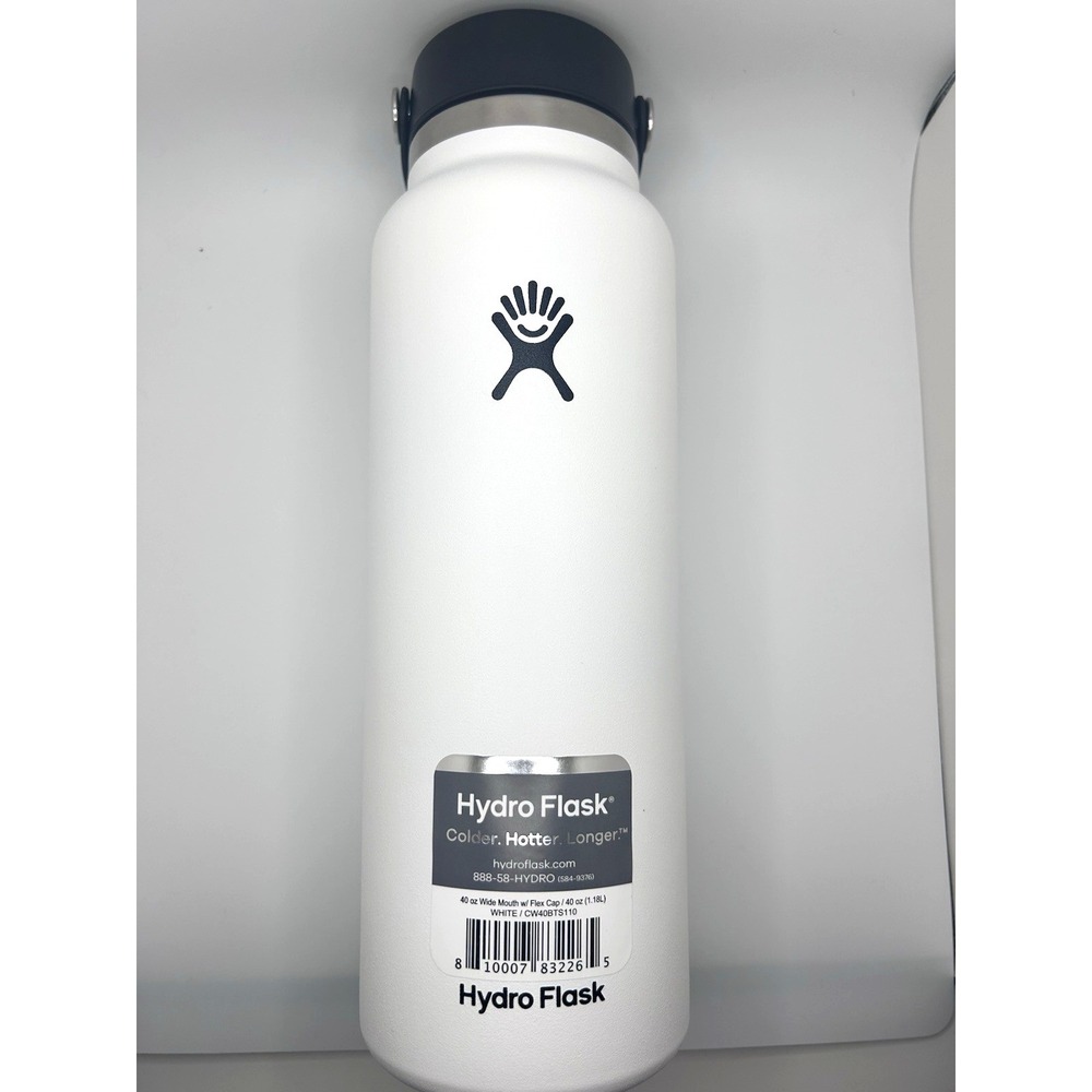 Hydro Flash x Proozy White 40oz 1.18L Wide Mouth Flask w/ Flex Cap New
